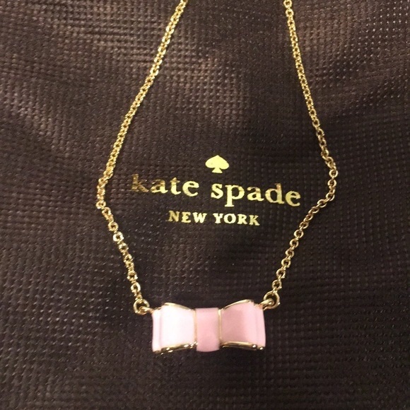 Kate Spade Gold Pink Bow Necklace 